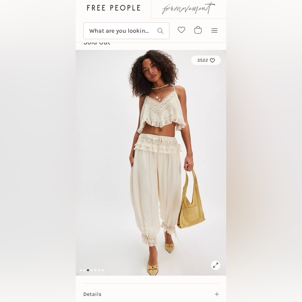 Free People Lynden Set Yellow Lace Detail - Picture 9 of 9